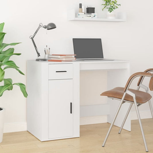 vidaXL Desk White 39.4"x19.3"x29.5" Engineered Wood