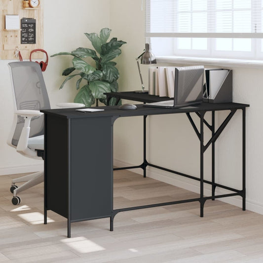 vidaXL Desk Black 55.5"x55.5"x29.5" Engineered Wood