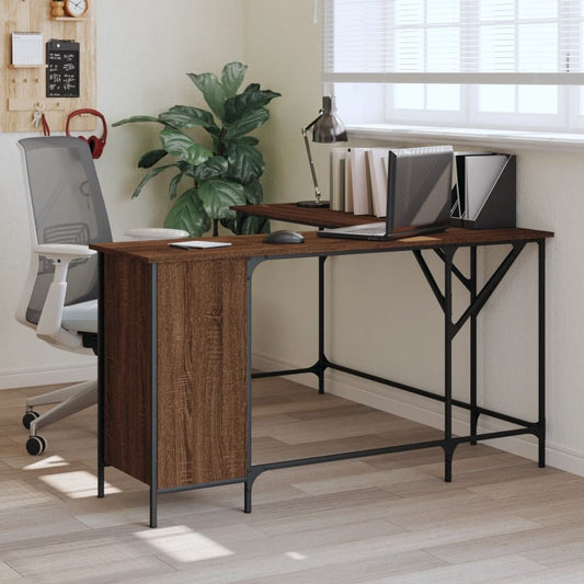 vidaXL Desk Brown Oak 55.5"x55.5"x29.5" Engineered Wood