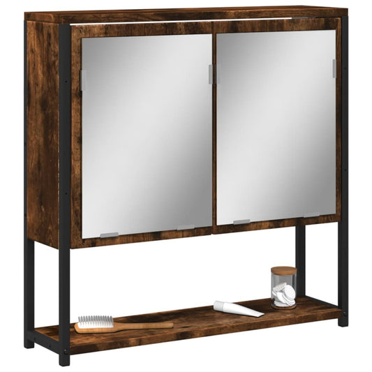 vidaXL Bathroom Mirror Cabinet Smoked Oak 23.6"x6.3"x23.6" Engineered Wood