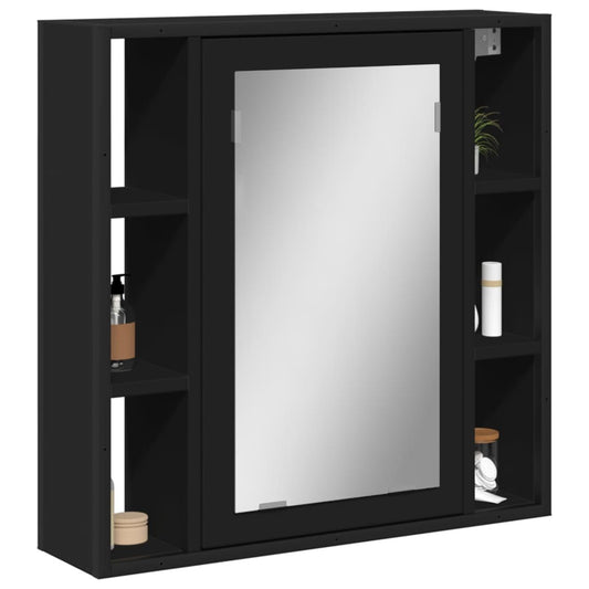 vidaXL Bathroom Mirror Cabinet Black 23.6"x6.3"x23.6" Engineered Wood