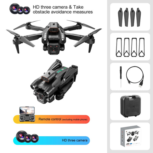 Color: Black, Specifications: Single Battery - S92 Remote-controlled Unmanned Vehicle Double Three Camera Optical Flow Positioning Quadcopter