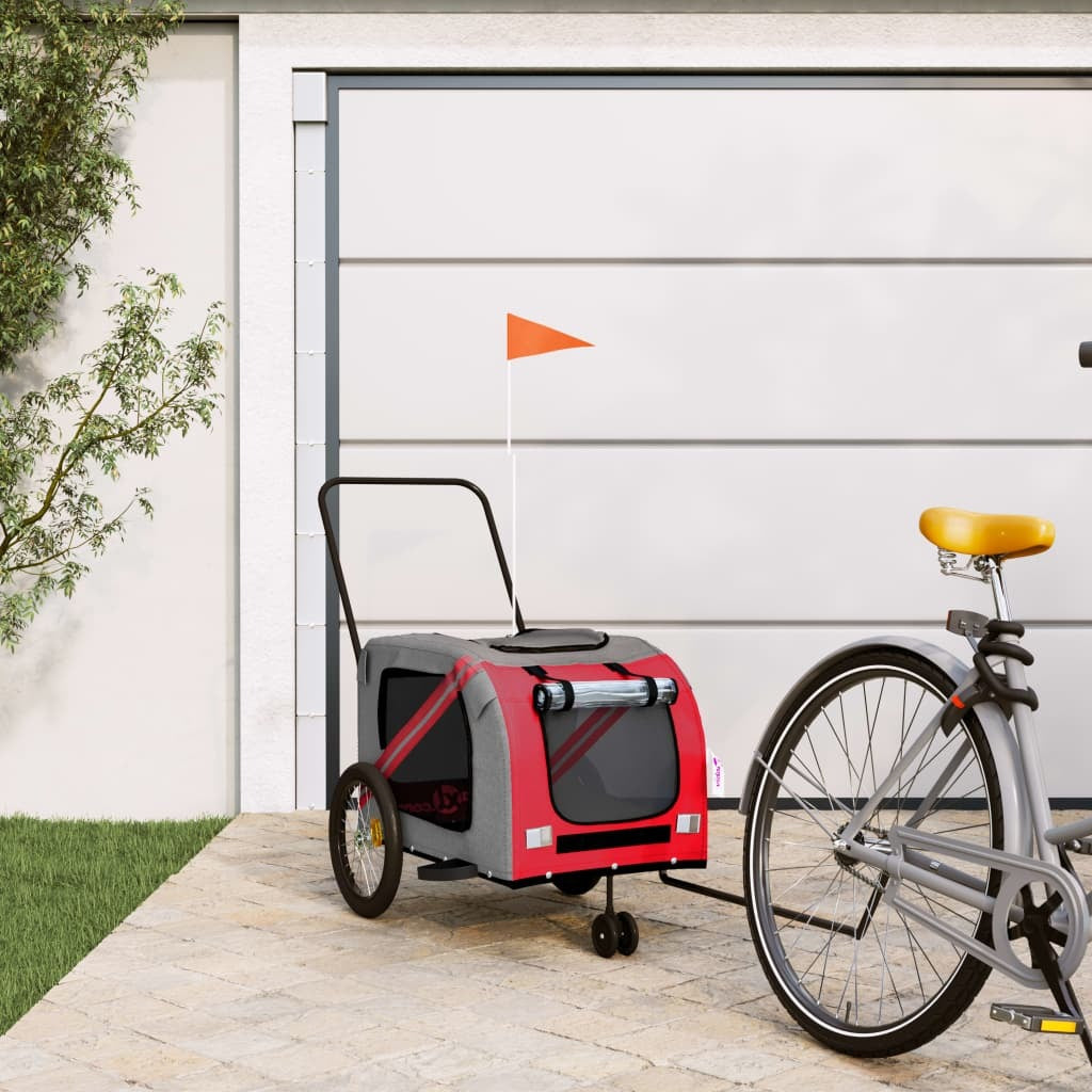 vidaXL Pet Bike Trailer Orange and Gray Oxford Fabric and Iron