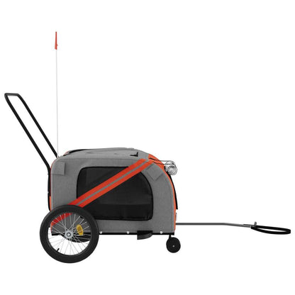 vidaXL Pet Bike Trailer Orange and Gray Oxford Fabric and Iron