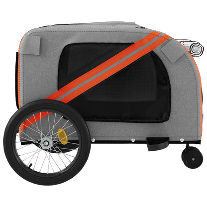 vidaXL Pet Bike Trailer Orange and Gray Oxford Fabric and Iron