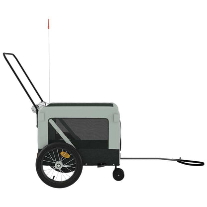 vidaXL Pet Bike Trailer Gray and Black Oxford Fabric and Iron