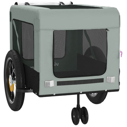 vidaXL Pet Bike Trailer Gray and Black Oxford Fabric and Iron