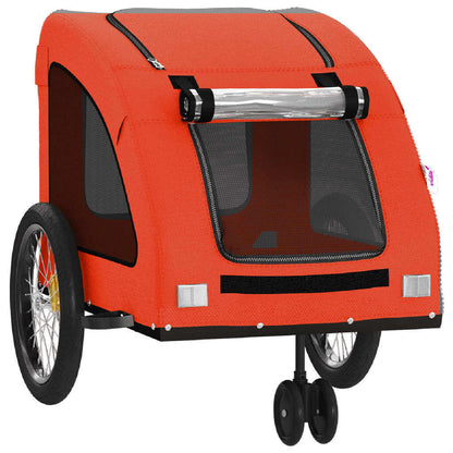 vidaXL Pet Bike Trailer Orange and Gray Oxford Fabric and Iron