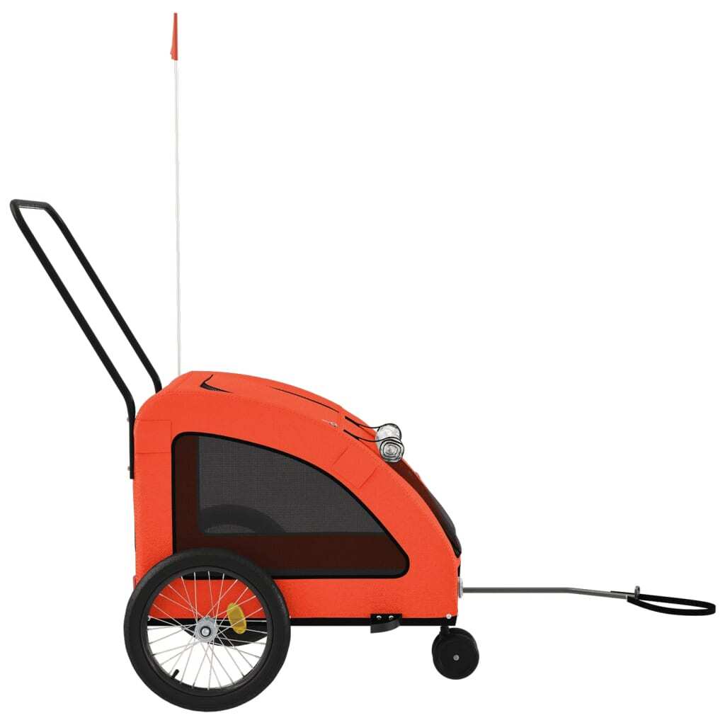 vidaXL Pet Bike Trailer Orange and Gray Oxford Fabric and Iron