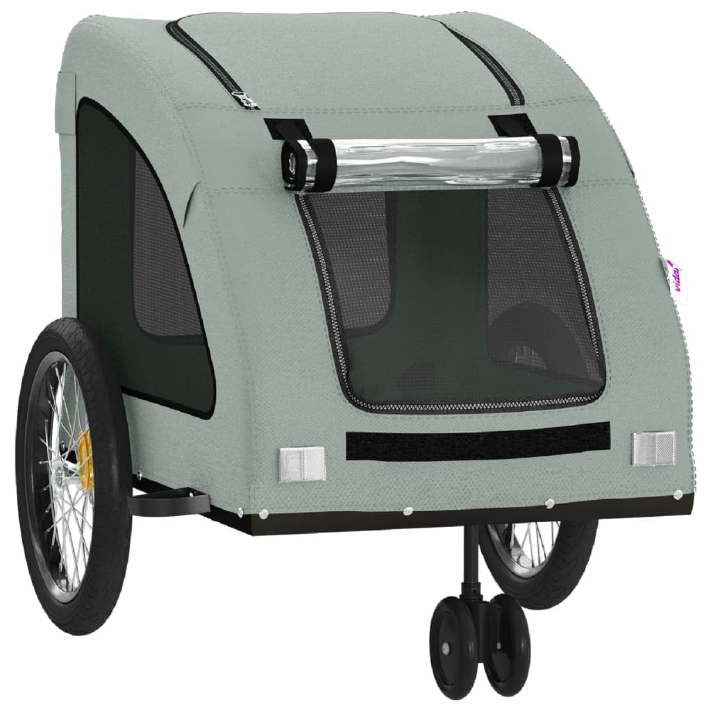 vidaXL Pet Bike Trailer Gray Oxford Fabric and Iron