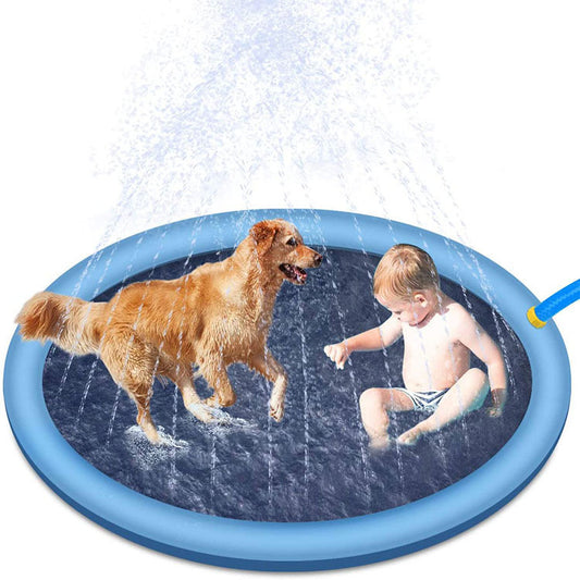 Color: Blue170cm - Kid Pet Simulation Sea Level Outdoor Inflatable Splash Mat Water Spray Game Pad Kids Educational Toys For Children Gift