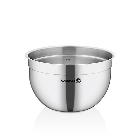 Korkmaz Gastro Proline 3.2 Quart Stainless Steel Mixing Bowl in Silver