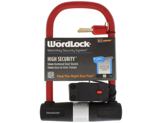 WordLock Match Key U-Lock Bike Lock in Assorted Colors ( Case of 4 )