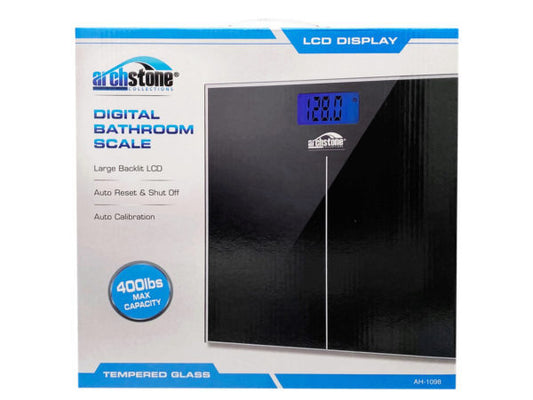 Arch Stone Tempered Glass Digital Bathroom Scale in Black ( Case of 6 )
