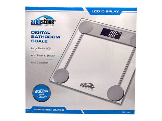 Arch Stone Tempered Glass Digital Bathroom Scale in Silver ( Case of 2 )