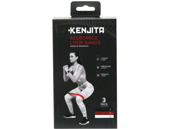 Kenjita 3 Pack Resistance Loop Workout Bands ( Case of 12 )