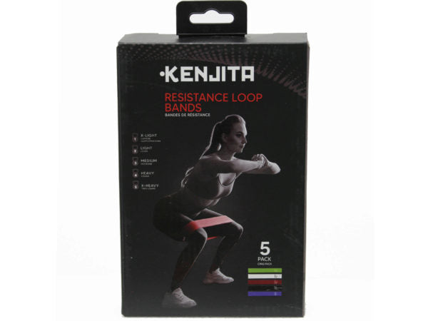 Kenjita 5 Pack Resistance Loop Workout Bands ( Case of 16 )