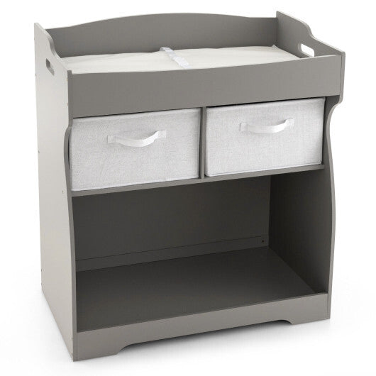 Baby Changing Table with 2 Drawers and Large Storage Bin-Gray - Color: Gray