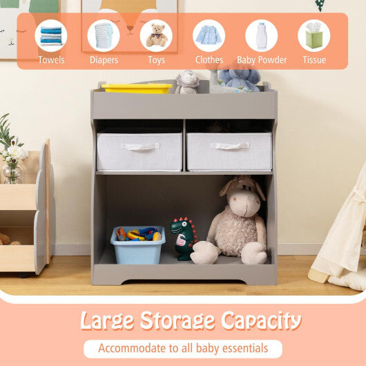 Baby Changing Table with 2 Drawers and Large Storage Bin-Gray - Color: Gray