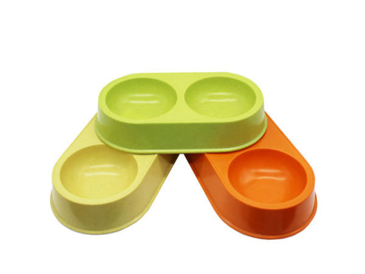 Colorful Double-Sided Bamboo Pet Double Bowl ( Case of 12 )