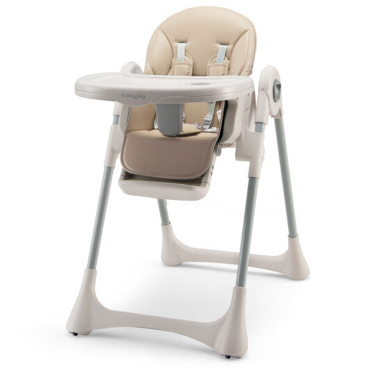 Baby Folding High Chair Dining Chair with Adjustable Height and Footrest-Gray