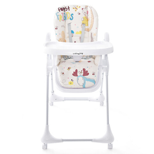 3-In-1 Convertible Highchair with Adjustable Height and 5-Point Safety Belt and Lockable Wheels-Beige - Color: Beige