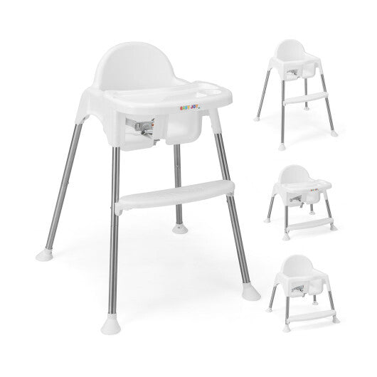 4-in-1 Convertible Baby High Chair with Removable Double Tray-Gray