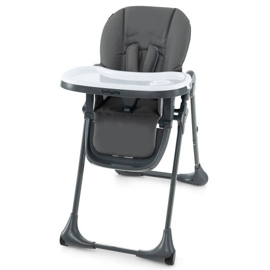 3-In-1 Convertible Baby High Chair with 7 Heights and Double Food Tray-Dark Gray - Color: Dark Gray