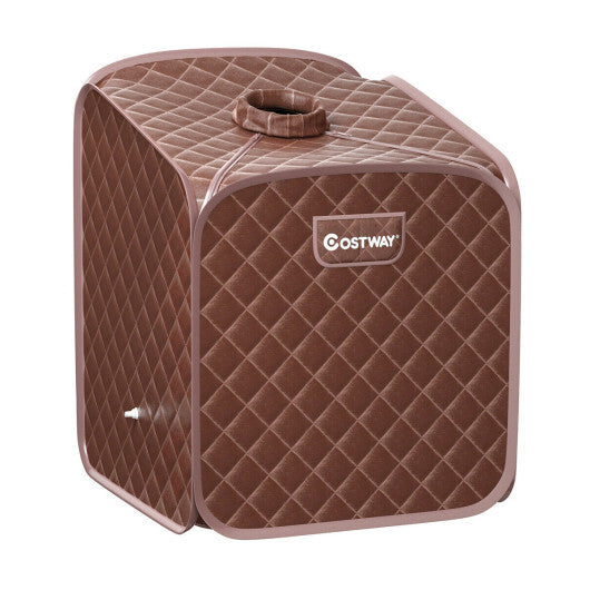 2L Portable Folding Steam Sauna Spa-Coffee - Color: Brown