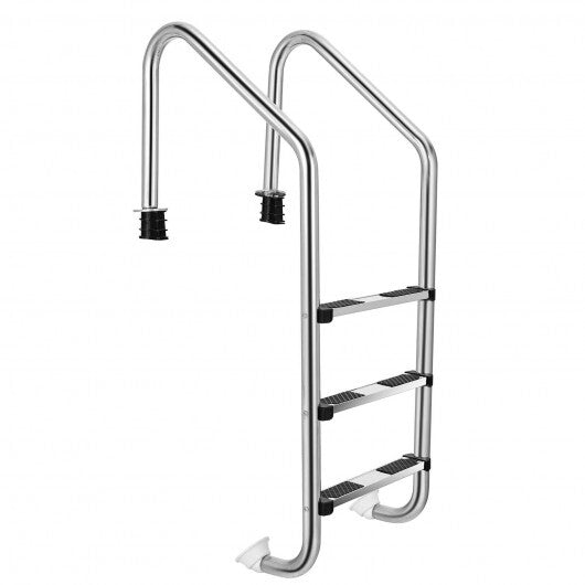 3-Step Stainless Steel Swimming Pool Ladder with Anti-Slip Step - Color: Silver