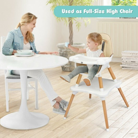 5-in-1 Baby Wooden Convertible High Chair -Gray