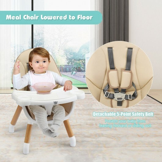 5-in-1 Baby Wooden Convertible High Chair -Gray