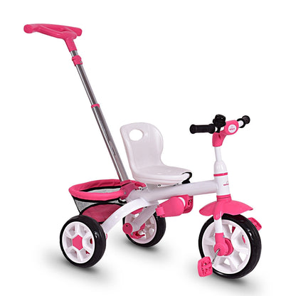 5-in-1 Detachable Baby Stroller Tricycle with Round Canopy-Pink - Color: Pink