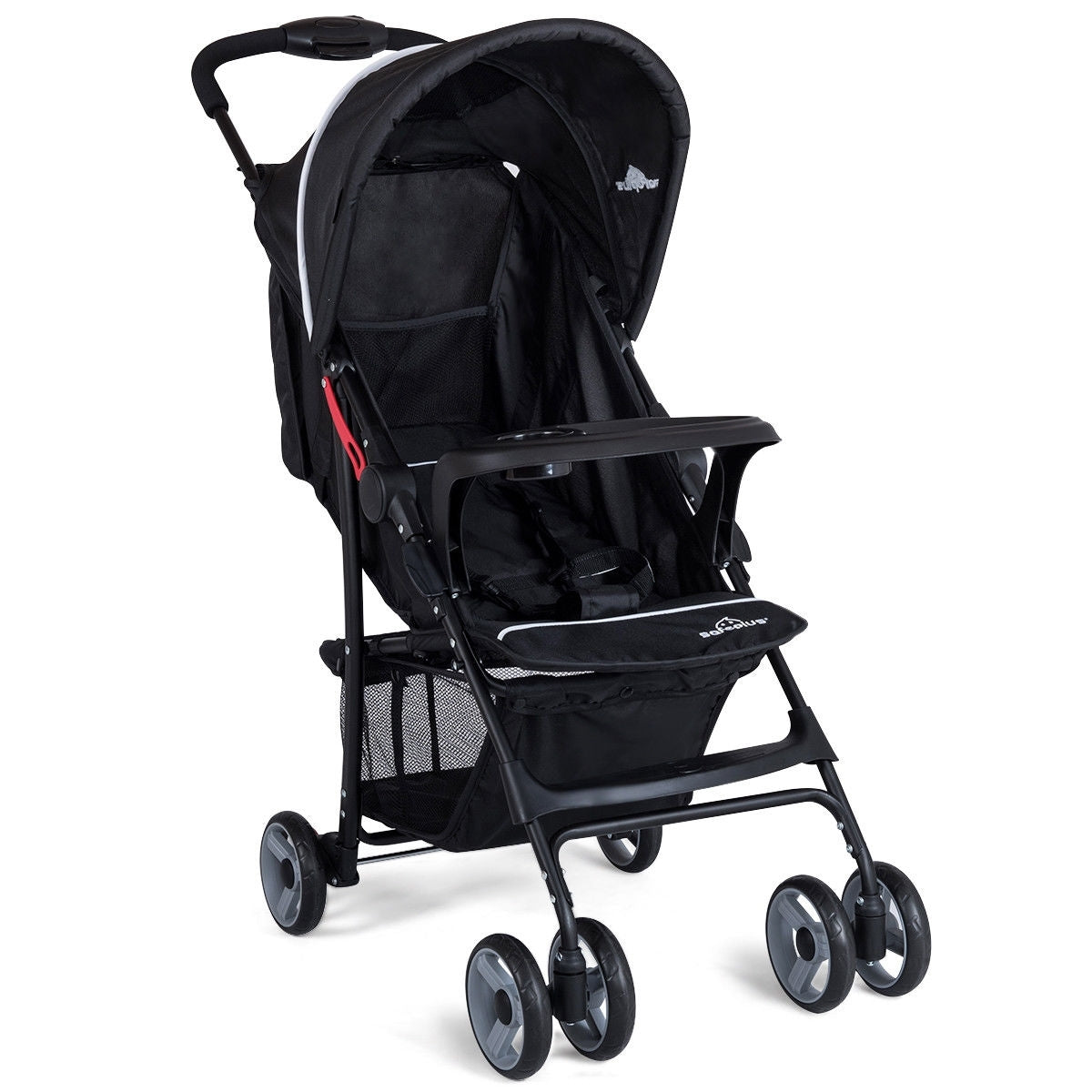 Toddler Travel Stroller for Airplane with Adjustable Backrest and Canopy - Color: Black