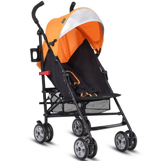 Folding Lightweight Baby Toddler Umbrella Travel Stroller-Orange - Color: Orange