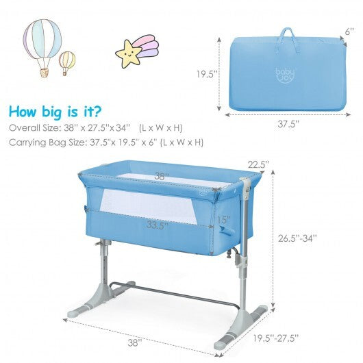 Travel Portable Baby Bed Side Sleeper  Bassinet Crib with Carrying Bag-Blue - Color: Blue