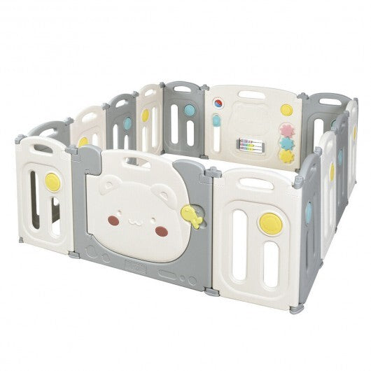 14-Panel Foldable Baby Playpen Safety Yard with Storage Bag