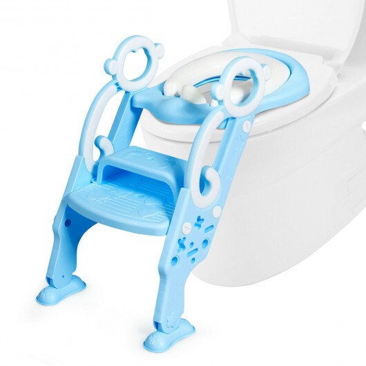 Adjustable Foldable Toddler Toilet Training Seat Chair-Blue - Color: Blue