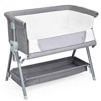 Adjustable Baby Bedside Crib with Large Storage-Dark Gray