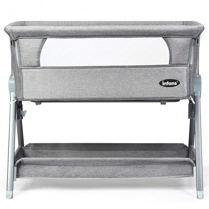 Adjustable Baby Bedside Crib with Large Storage-Dark Gray