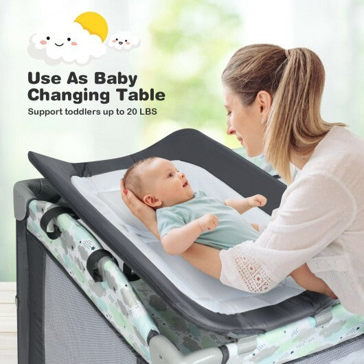 5-in-1  Portable Baby Beside Sleeper Bassinet Crib Playard with Diaper Changer-Gray - Color: Gray