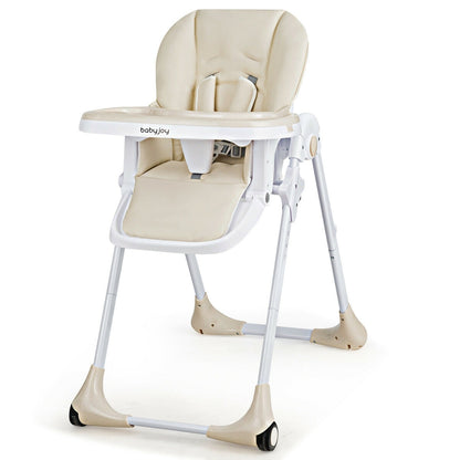 Baby Convertible High Chair with Wheels-Beige - Color: Beige