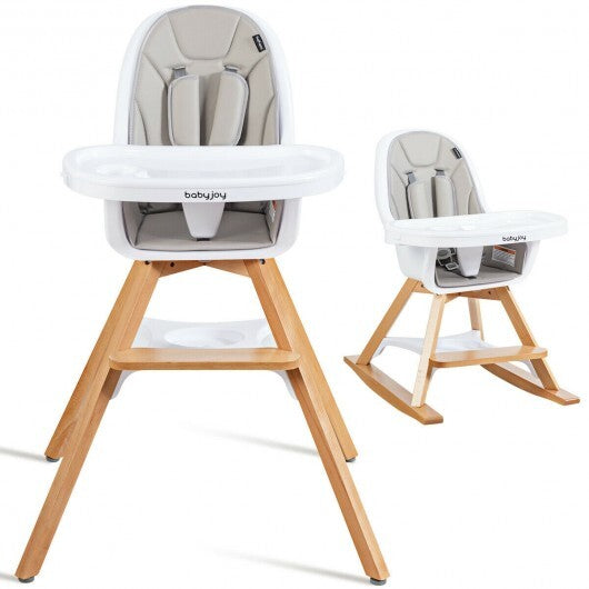 3-in-1 Convertible Wooden Baby High Chair-Gray