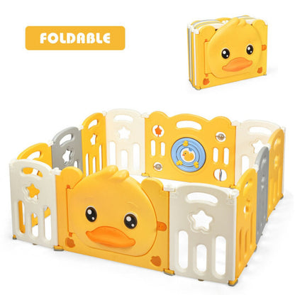 16-Panel Foldable Baby Playpen with Sound