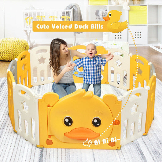 16-Panel Foldable Baby Playpen with Sound