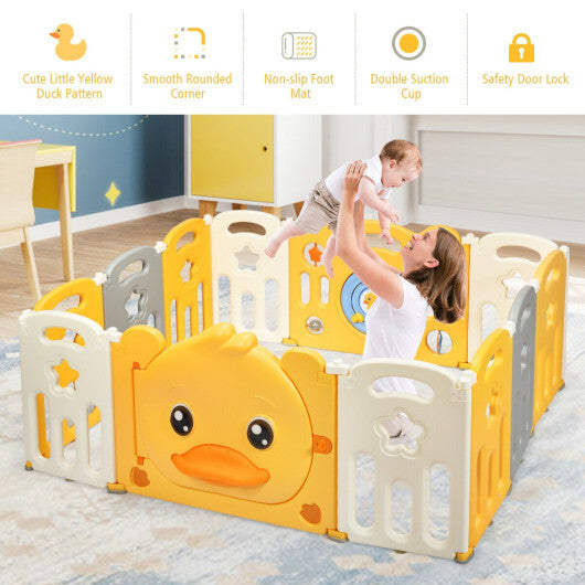 16-Panel Foldable Baby Playpen with Sound