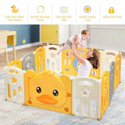 16-Panel Foldable Baby Playpen with Sound