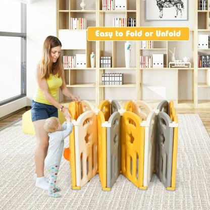 16-Panel Foldable Baby Playpen with Sound