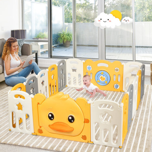 16-Panel Foldable Baby Playpen with Sound