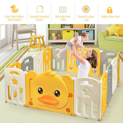 16-Panel Foldable Baby Playpen with Sound